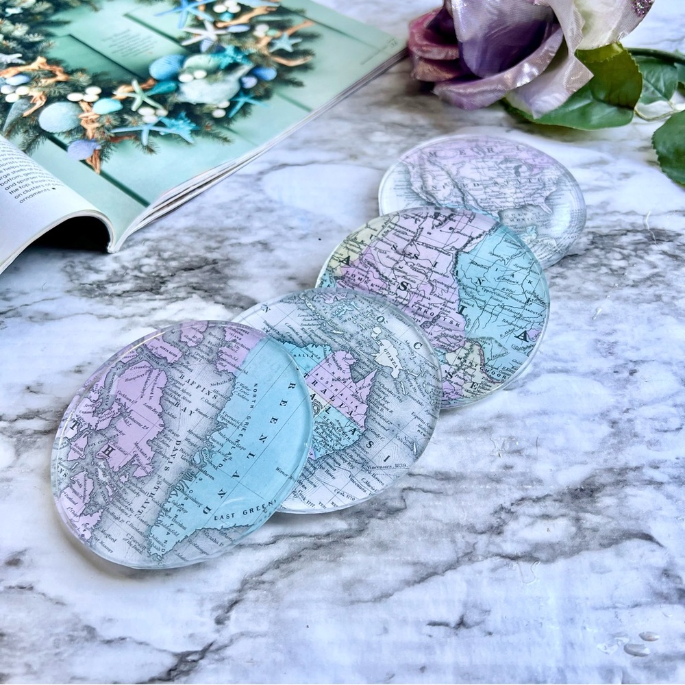 🗺️ Handmade Map Resin Coasters